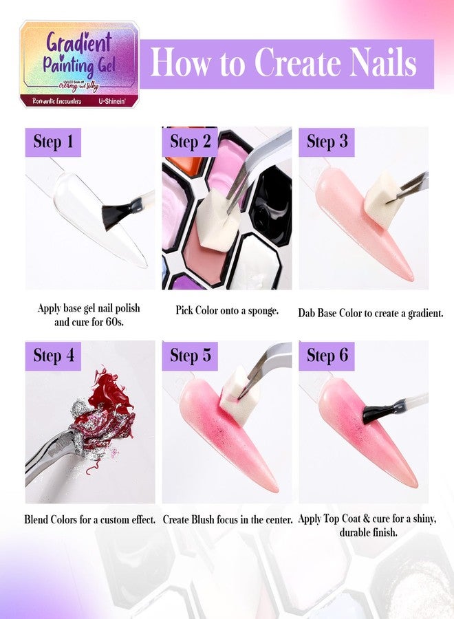 U-Shinein 24 Colors Gradient Nail Gel Palette, Hema＆TPO Free Bright Glitter Gold&Silver Pearlescent Ombre Gel Nail for Pigment Painting Pat Nails Gel, Perfect with Salon Pro DIY Home Nail Art (C) - Image 4