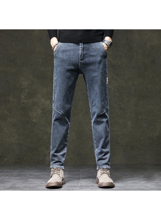 Fapai Retro Fashion] Hot Men's Jeans For Autumn/winter, Simple, Stretch, Comfortable, Versatile, Shaped Straight Leg Pants For Men - Image 2