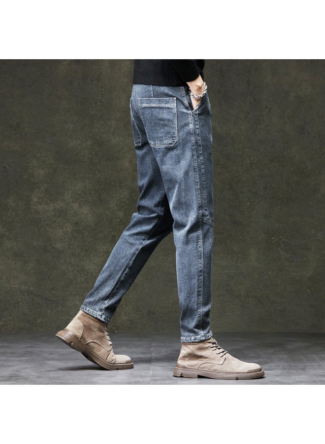 Fapai Retro Fashion] Hot Men's Jeans For Autumn/winter, Simple, Stretch, Comfortable, Versatile, Shaped Straight Leg Pants For Men - Image 5