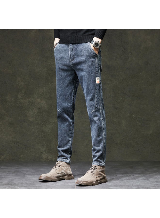 Fapai Retro Fashion] Hot Men's Jeans For Autumn/winter, Simple, Stretch, Comfortable, Versatile, Shaped Straight Leg Pants For Men - Image 3