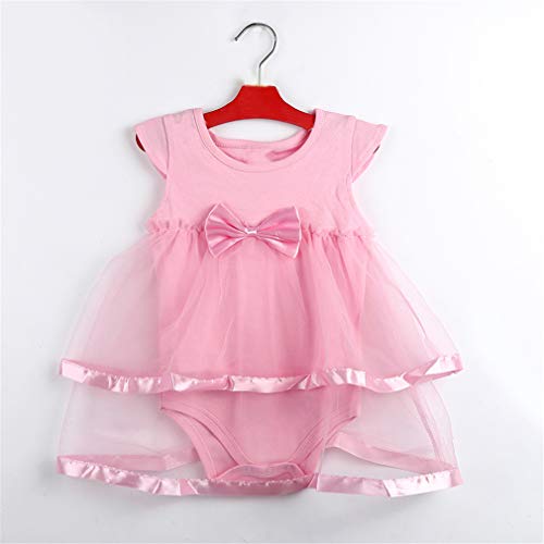 Niyage Baby Girls Clothes Dress Headband Shoes 3 Pcs Set Flowers Party Outfit Romper Dress-Pink 3-6 Months - Image 3