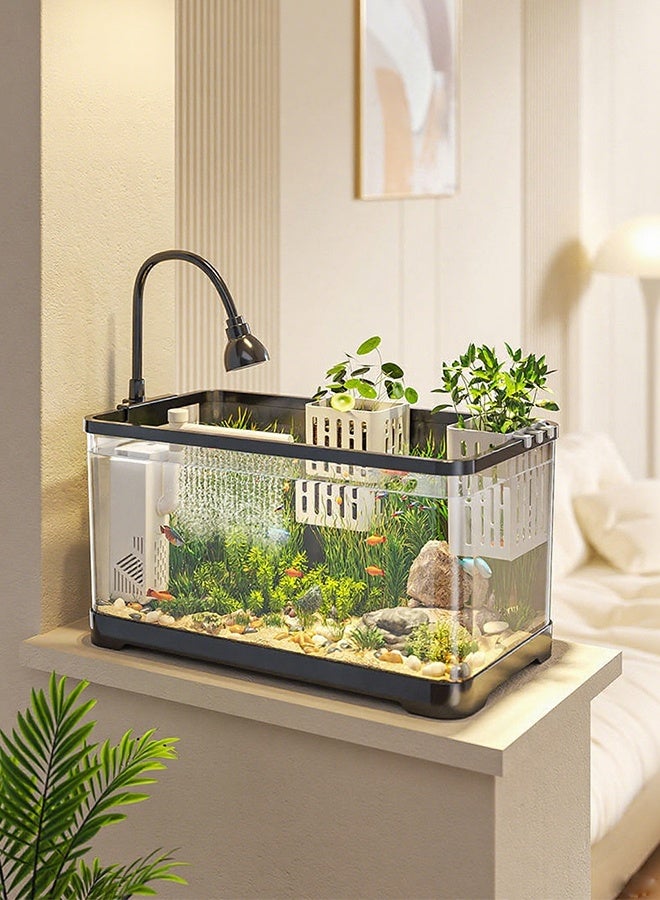خزان الأسماك ومجموعة الملحقات ، خزان الأسماك المواد AS ، فلتر مضخة الأكسجين ، مصباح النبات المائي ، مناسب للمنزل والمتجر والديكور في الحوض.  (متوسط الحجم) - Image 1