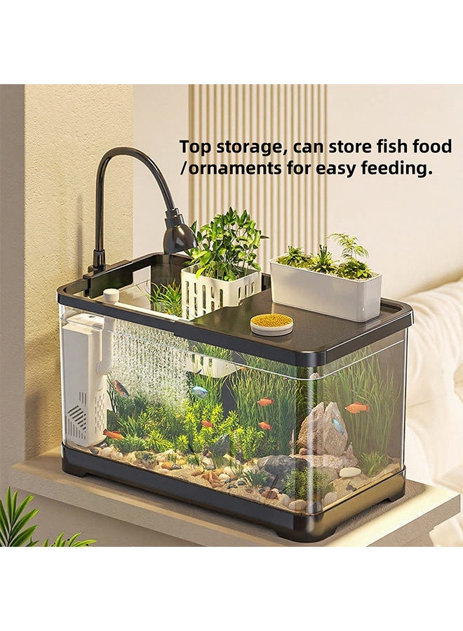 خزان الأسماك ومجموعة الملحقات ، خزان الأسماك المواد AS ، فلتر مضخة الأكسجين ، مصباح النبات المائي ، مناسب للمنزل والمتجر والديكور في الحوض.  (متوسط الحجم) - Image 5