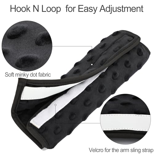 BNRendles Cushioned Arm Sling Padding for Neck Slim Sling Pad Neck Strap Cushion Comfort Shoulder Support Rotator Cuff Surgery Arm Immobilizer Brace Carry Padded Cover Pillow Wrist Hand Injury, Pack of 2 Black - Image 4