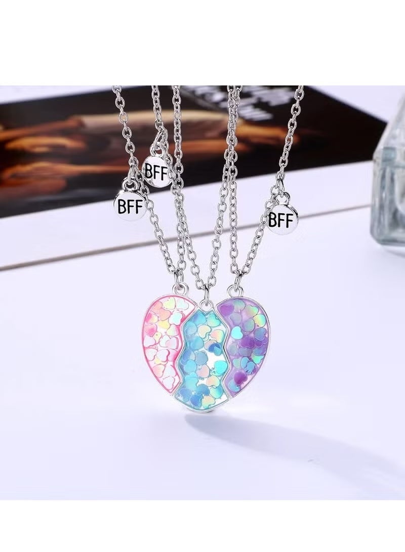 Friendship Necklaces for 3 Girls,Heart Pendants, Gifts for Sisters & Friends. - Image 4