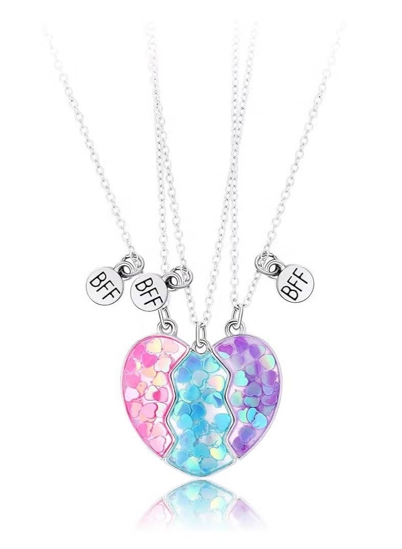 Friendship Necklaces for 3 Girls,Heart Pendants, Gifts for Sisters & Friends. - Image 2