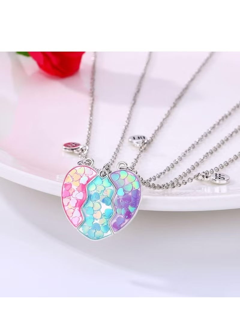 Friendship Necklaces for 3 Girls,Heart Pendants, Gifts for Sisters & Friends. - Image 3