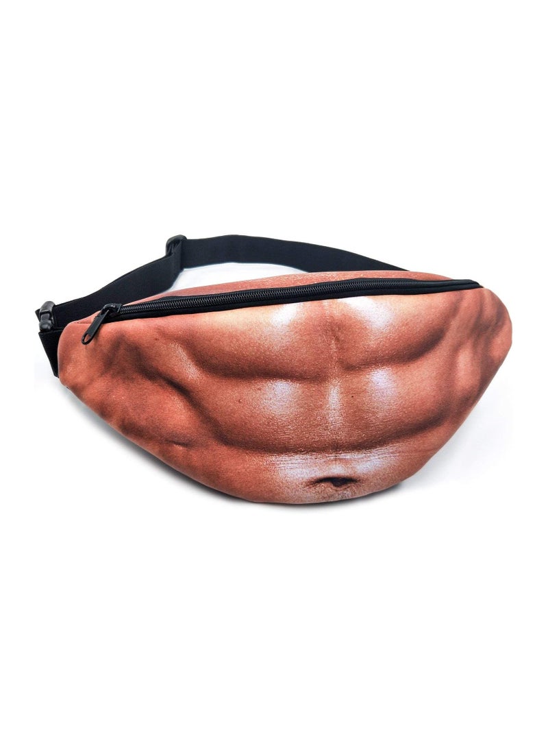 Zikra Hilarious 3d Printed Muscle Six-Pack Abs Fanny Pack, Adjustable Waist Bag with Waterproof Pu, Inner Pocket, and High-Quality Zipper for Parties, Gag Gifts, and Fitness Lovers(1 Pack) - Image 1