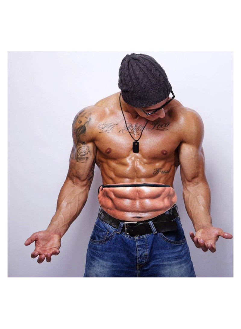 Zikra Hilarious 3d Printed Muscle Six-Pack Abs Fanny Pack, Adjustable Waist Bag with Waterproof Pu, Inner Pocket, and High-Quality Zipper for Parties, Gag Gifts, and Fitness Lovers(1 Pack) - Image 4