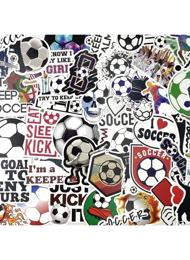 AOWDIAO 100 Pieces Soccer Stickers, Vinyl Soccer Water Bottle Stickers Pack, Soccer Gifts for Soccer Lovers, Soccer Party Favors, Soccer Decorations - Image 3