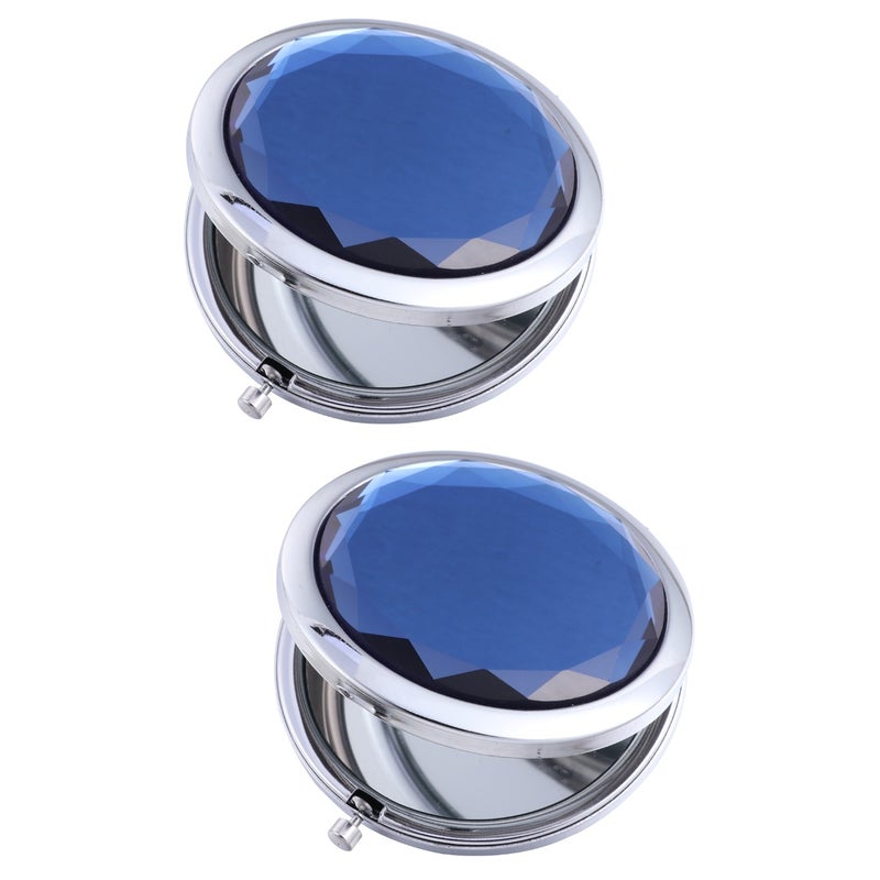 2pcs Crystal Mirror Folding Double-sided Makeup Mirror Portable Cosmetic Mirror ( ) - Image 1