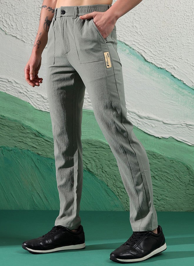 POPCULTR Grey Slim Fit Chinos for Men - Image 3
