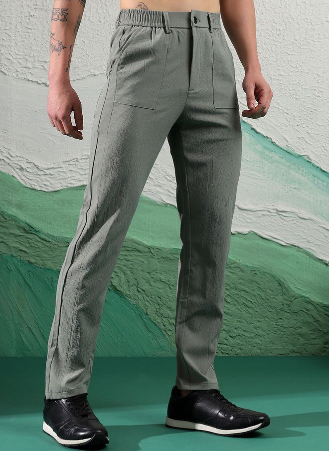POPCULTR Grey Slim Fit Chinos for Men - Image 2