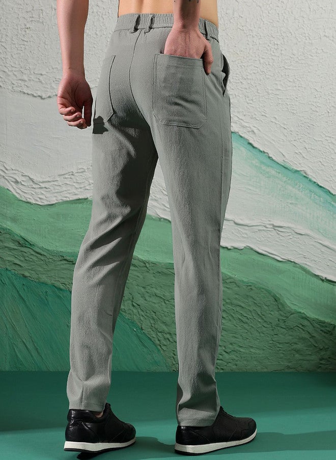POPCULTR Grey Slim Fit Chinos for Men - Image 4