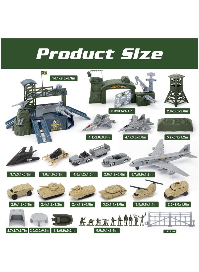 Soofam Airplane Toy Sets with Vehicles, Trucks, Helicopter, Fighter Jet, Play Mat with Accessories, Birthday Gift - Image 3