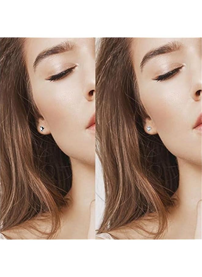 Generic 925 Sterling Silver stud earrings, Cubic Zirconia Round back Earrings Studs For Women 6 MM  - Image 3