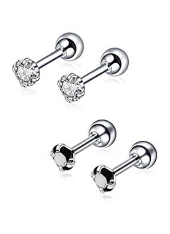 Generic 925 Sterling Silver stud earrings, Cubic Zirconia Round back Earrings Studs For Women 6 MM  - Image 1