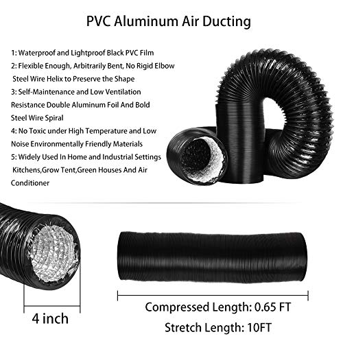 Omont Dryer Vent Hose 4 Inch 10FT Flexible Dryer Ducting Tube Air Duct Aluminum Insulated Flex Hose Kit Indoor Outdoor - Image 2
