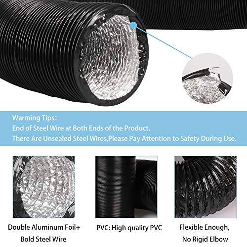 Omont Dryer Vent Hose 4 Inch 10FT Flexible Dryer Ducting Tube Air Duct Aluminum Insulated Flex Hose Kit Indoor Outdoor - Image 3
