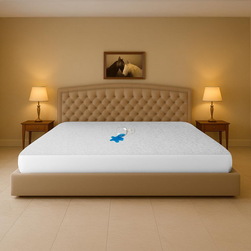 SGI bedding Waterproof Texas King 80 x 98 Extra Large Bed Mattress Pad Cover 15 Deep Pocket Soft Noiseless Breathable Fitted Sheet Style Mattress Protector White
