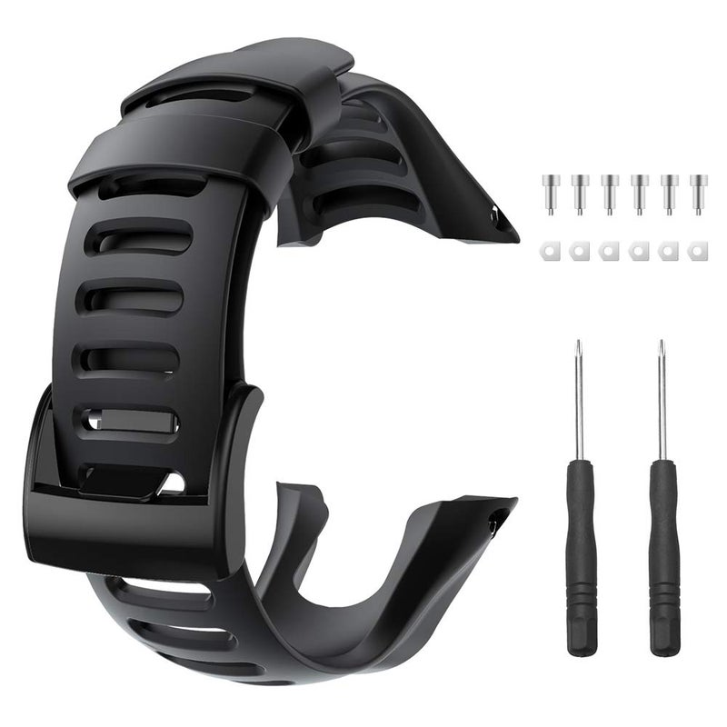 ANCOOL Compatible with Suunto Ambit 3 Watch Band, Soft TPU Replacement Sport Strap Accessory Wristband for Suunto Ambit 3 Sport, 3 Run, 2R, 2S, 2, and 1 (Black) - Image 1