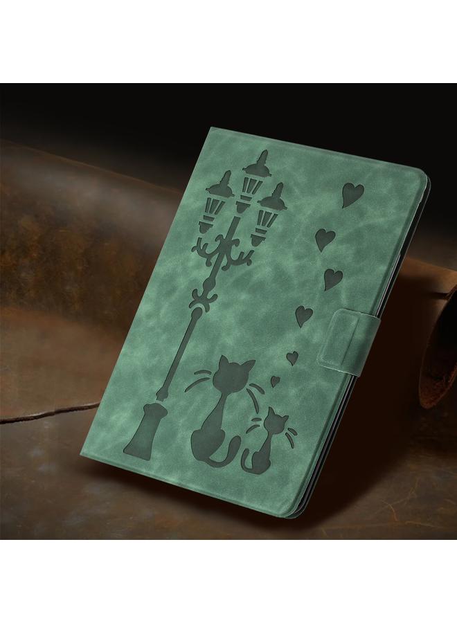 اس-توب جراب جلدي لجهاز Lenovo Tab M10 Plus الجيل الثالث / TB-128F منقوش عليه صورة زوجين من القطط الذكية - Image 2