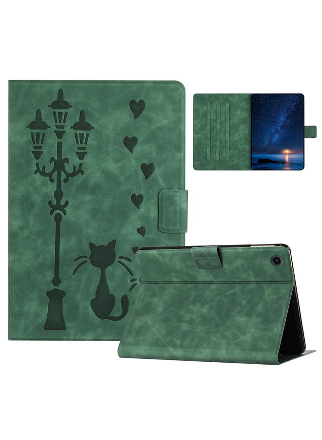 اس-توب جراب جلدي لجهاز Lenovo Tab M10 Plus الجيل الثالث / TB-128F منقوش عليه صورة زوجين من القطط الذكية - Image 1