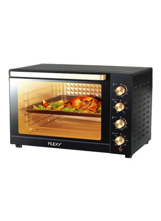 FLEXY 100L Electric Oven, 2800W, Convection, Rotisserie, 70-250°C, 120-Min Timer, Inner Lamp, 4-Stage Heating, Stainless Steel, Black Design, 2 Baking Trays, Wire Rack. - pzsku/ZFC0A213A6A6CF4B2F6FEZ/45/1740996502/16133f1c-ef3d-4078-bb4b-9af79b2f3ca0
