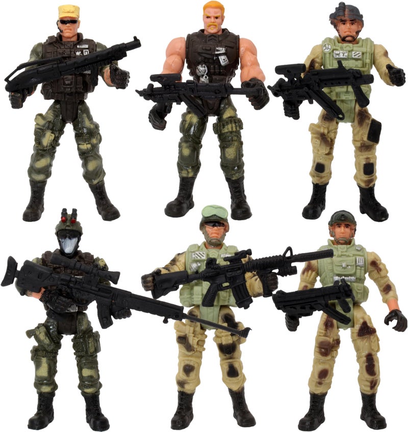PowerTRC 6 Pcs Army Men Military Action Figures, Special Force Soldiers Toys for Kids 5-7, Army Action Figures with Military Weapons Accessories Toy Soldiers for Boys - Image 1