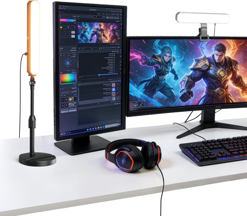 Neewer BASICS LED Desk Light Kit with 11" Stand/Monitor Clamp, 2 Pack(12W) CRI95 Bi Color Lamp Video Conference Zoom Lighting for Laptop Computer Webcam, Compatible with iPhone Video Recording, L10 - Image 1