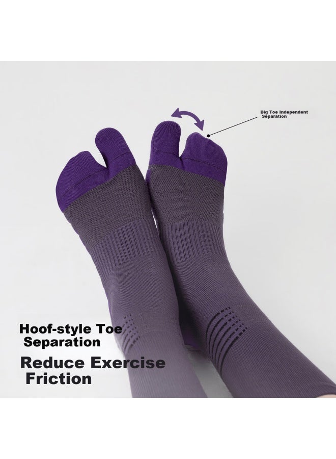 Keep7a Antibacterial Sports Socks Gazelle Series Hoof-style Split Toe Running Performance Mid-calf Socks Green-orange Men's Size - Image 3