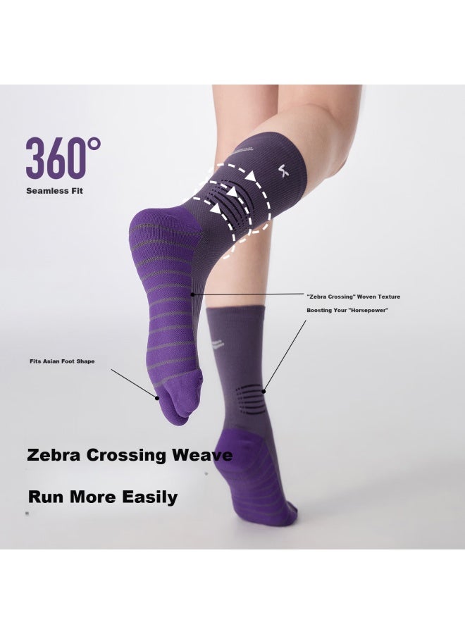 Keep7a Antibacterial Sports Socks Gazelle Series Hoof-style Split Toe Running Performance Mid-calf Socks Green-orange Men's Size - Image 5