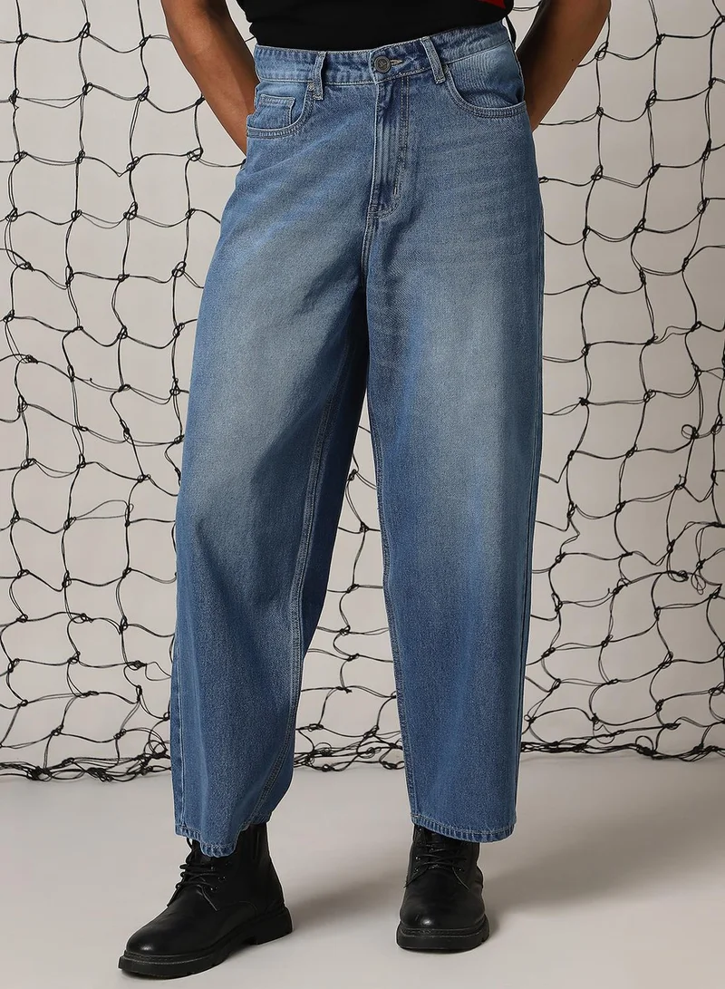 Hubberholme Men's Indigo 100% Cotton Distressed Jeans