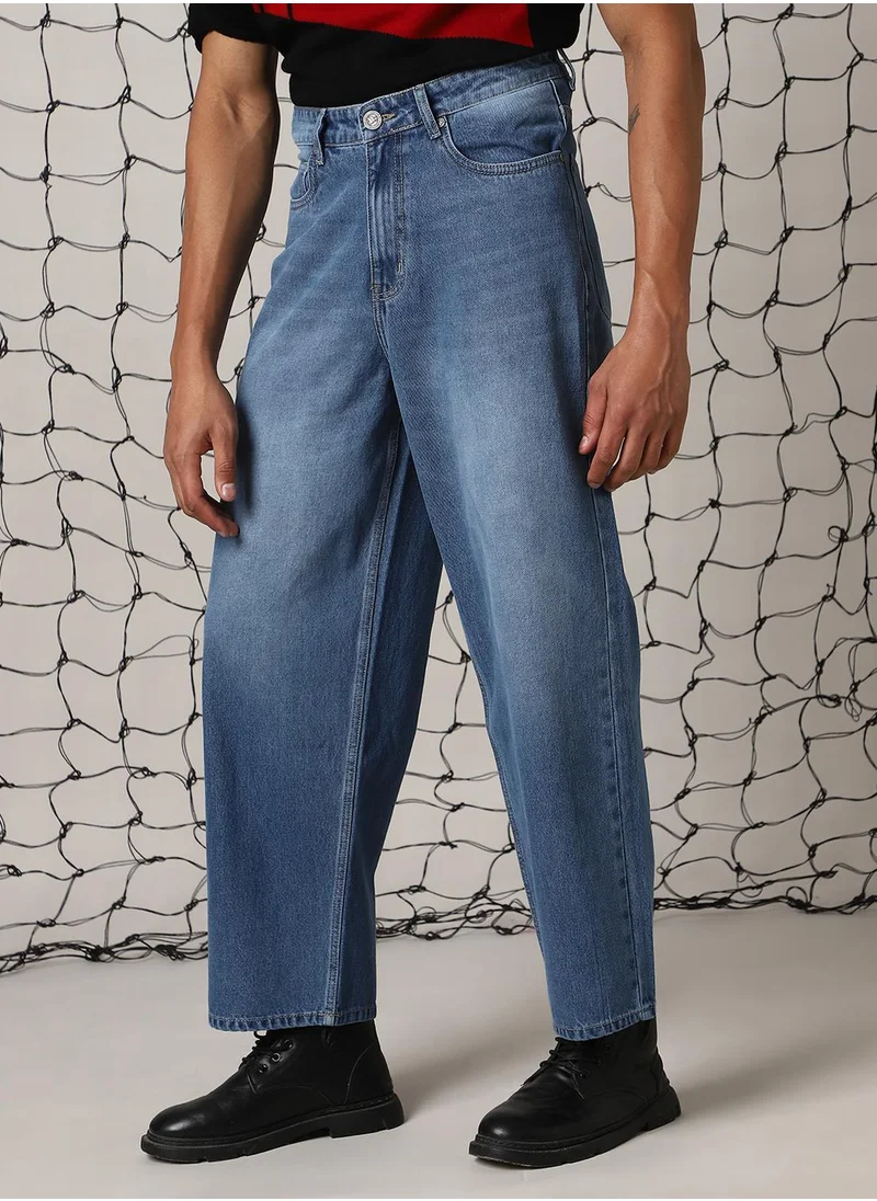 Hubberholme Men's Indigo 100% Cotton Distressed Jeans