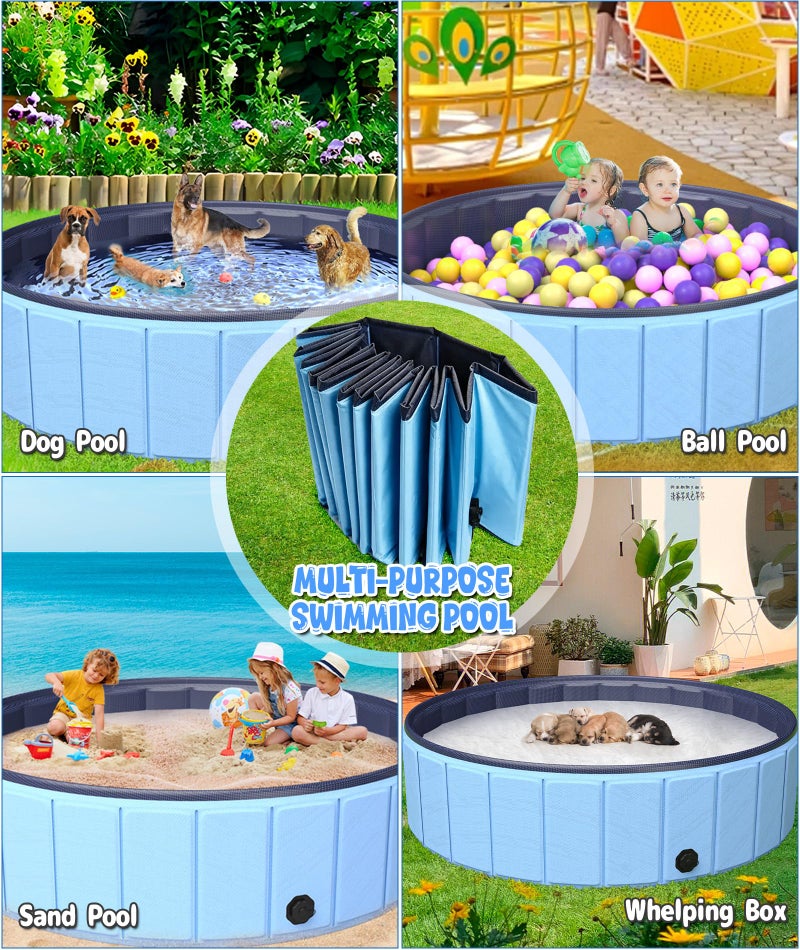 EPN Large Foldable Dog Pool 75â€x16â€, EPN Heavy Duty Hard PVC Collapsible Dog Pool for Large Dogs and Kids, Leakproof Non-Slip Pet Wading & Bathing Tub with Drain, for Indoor & Outdoor Use - Image 3