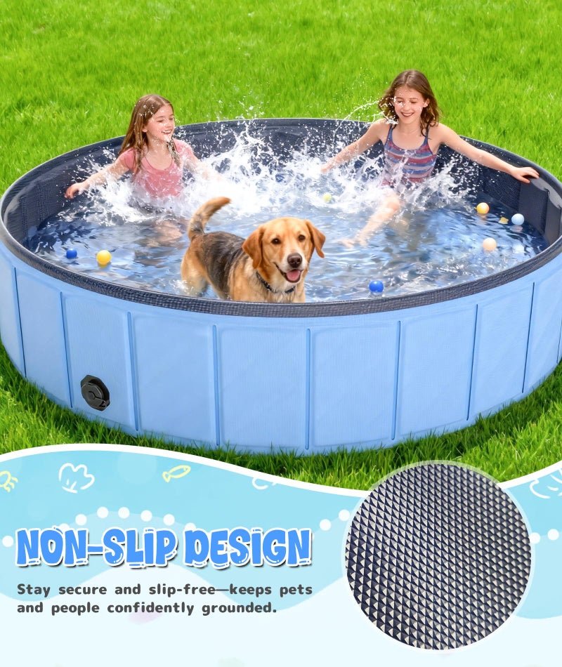 EPN Large Foldable Dog Pool 75â€x16â€, EPN Heavy Duty Hard PVC Collapsible Dog Pool for Large Dogs and Kids, Leakproof Non-Slip Pet Wading & Bathing Tub with Drain, for Indoor & Outdoor Use - Image 5
