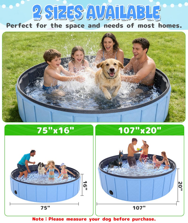 EPN Large Foldable Dog Pool 75â€x16â€, EPN Heavy Duty Hard PVC Collapsible Dog Pool for Large Dogs and Kids, Leakproof Non-Slip Pet Wading & Bathing Tub with Drain, for Indoor & Outdoor Use - Image 4