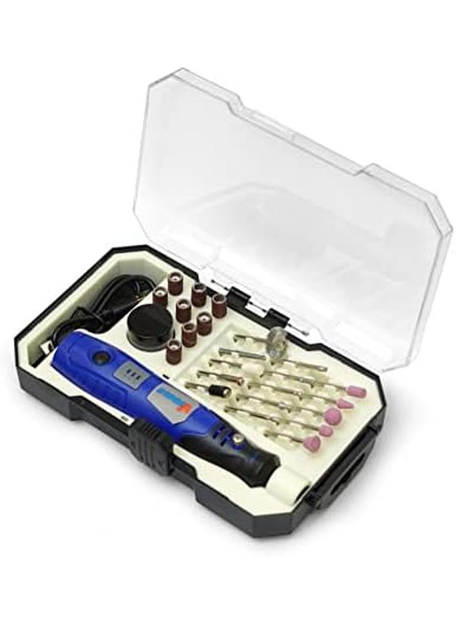 VTOOLS 3.6V Cordless Mini Grinder With 43 Pc Accessory Set Rotary Tool For Polishing Cleaning And Engraving Blue Vt1212 - Image 2