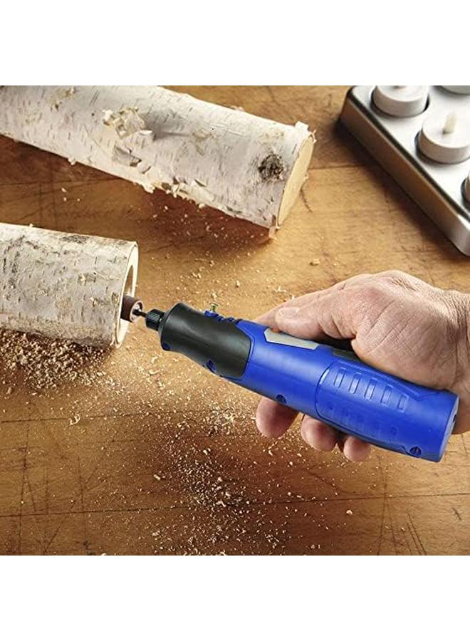 VTOOLS 3.6V Cordless Mini Grinder With 43 Pc Accessory Set Rotary Tool For Polishing Cleaning And Engraving Blue Vt1212 - Image 4