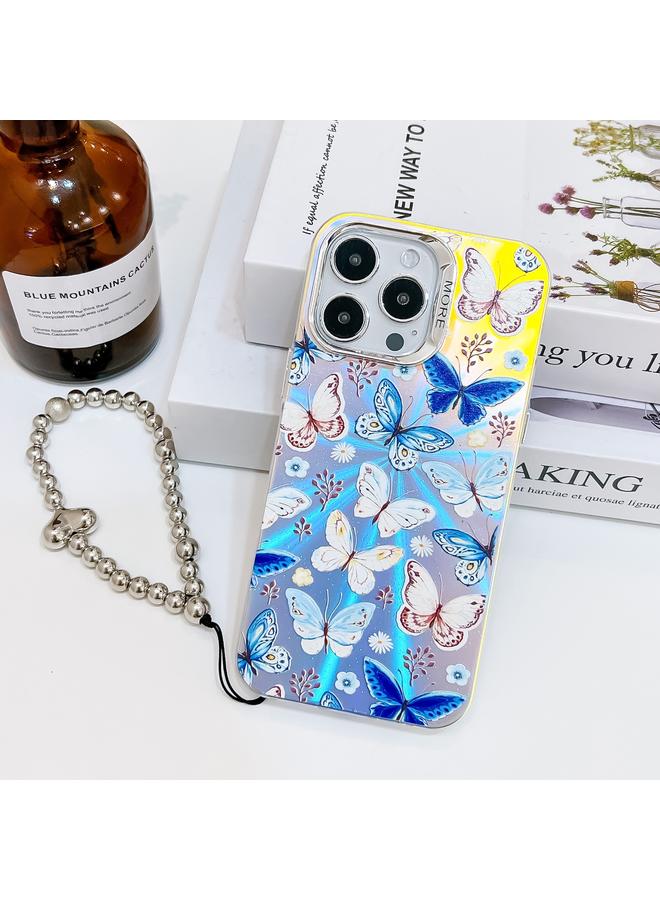 زبون جراب لهاتف iPhone 13 Pro، جراب هاتف مطلي بالليزر على شكل فراشة مع حزام معصم - Image 1