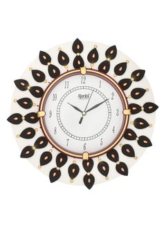 CIRCADIAN Ajanta Wooden Round Analog Wall Clock Design for Home Hall Living Room Decor Office Kids Bedroom Stylish Ethnic Antique Decorative Red Colour 31 x 31 cm Pack of 1