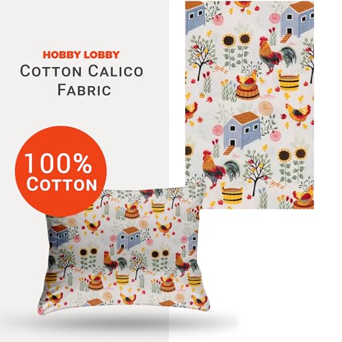 Hobby Lobby Chicken & Coops Cotton Calico Fabric-1 Yard 44 Inches - Printed Sewing Lightweight Precut Fabric for Clothes, Homeware & Accessories - Image 3