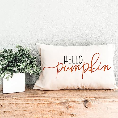 GTEXT 12x20 inch Fall Throw Pillow Cover Hello Pumpkin Cushion Cover Autumn Decor Fall Pumpkins Pillowcase Outdoor Pillow Linen Square Cushion,Sofa Fall Pillow Cover - Image 5