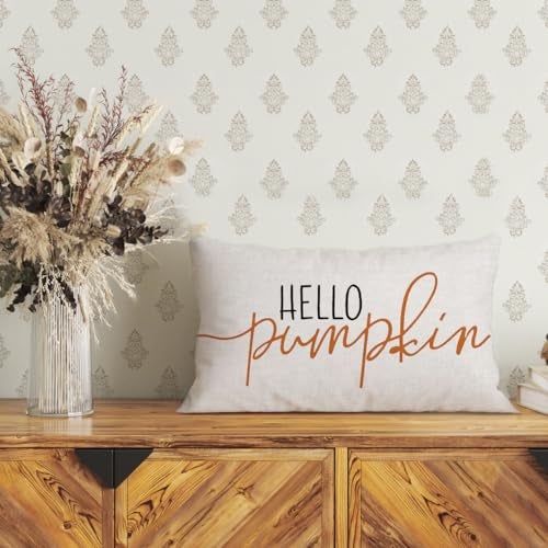 GTEXT 12x20 inch Fall Throw Pillow Cover Hello Pumpkin Cushion Cover Autumn Decor Fall Pumpkins Pillowcase Outdoor Pillow Linen Square Cushion,Sofa Fall Pillow Cover - Image 4