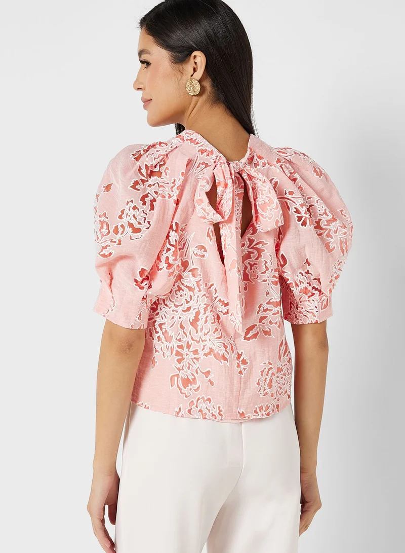 Ted Baker Puff Sleeve Embroidered Top