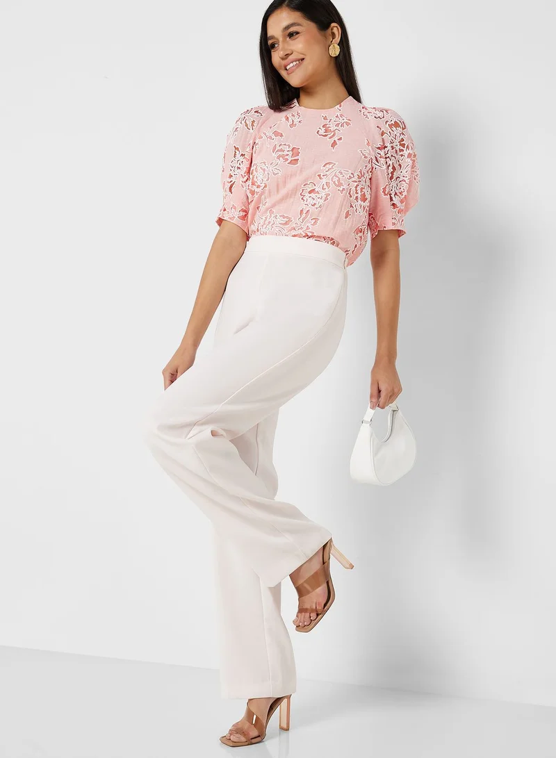 Ted Baker Puff Sleeve Embroidered Top