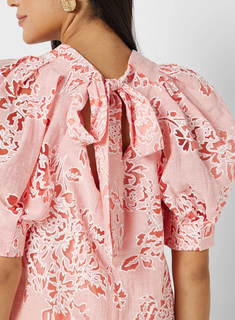 Ted Baker Puff Sleeve Embroidered Top