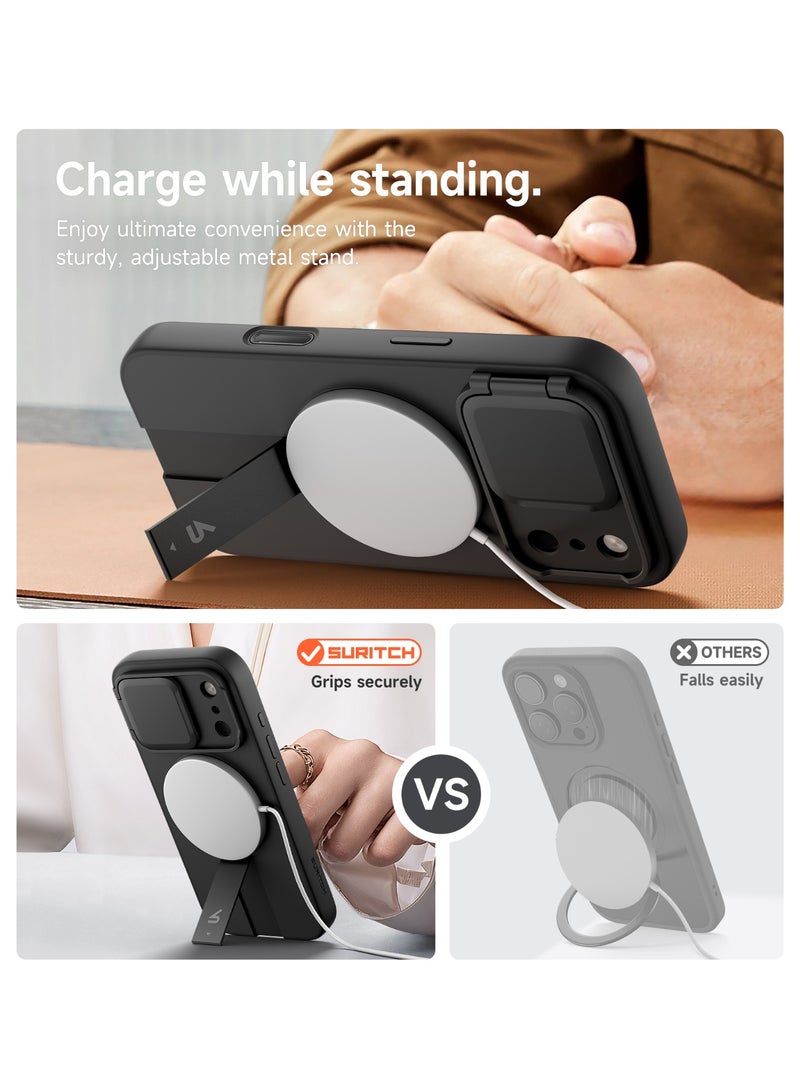 Magnetic for iPhone 17 Pro Max Case, with Camera Cover & Kickstand, Black - Image 5