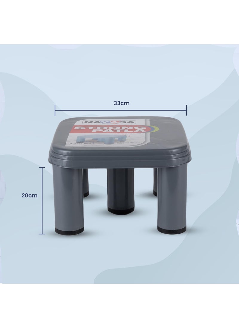 NAYASA Nayasa Strong Patla| Durable Stool for Home | Light Weight Stool | Multipurpose Stool | Stool for Kitchen and Bathroom | Grey (515)  - Image 3