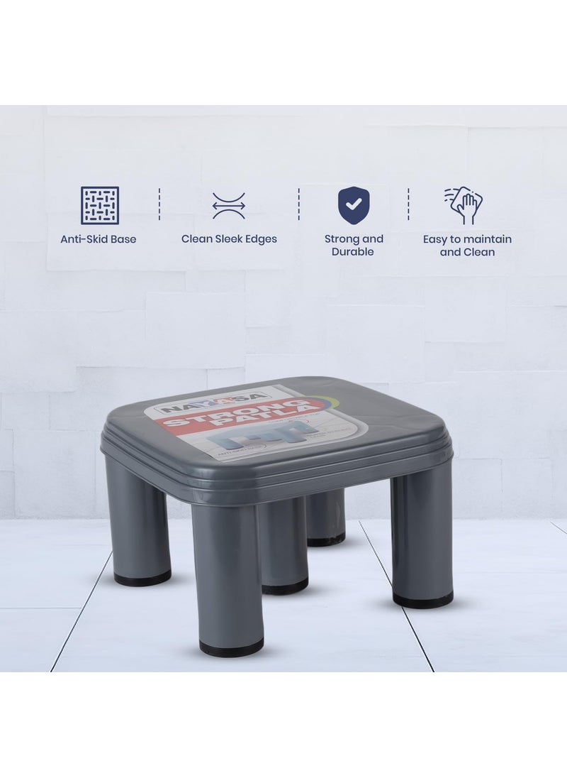 NAYASA Nayasa Strong Patla| Durable Stool for Home | Light Weight Stool | Multipurpose Stool | Stool for Kitchen and Bathroom | Grey (515)  - Image 4
